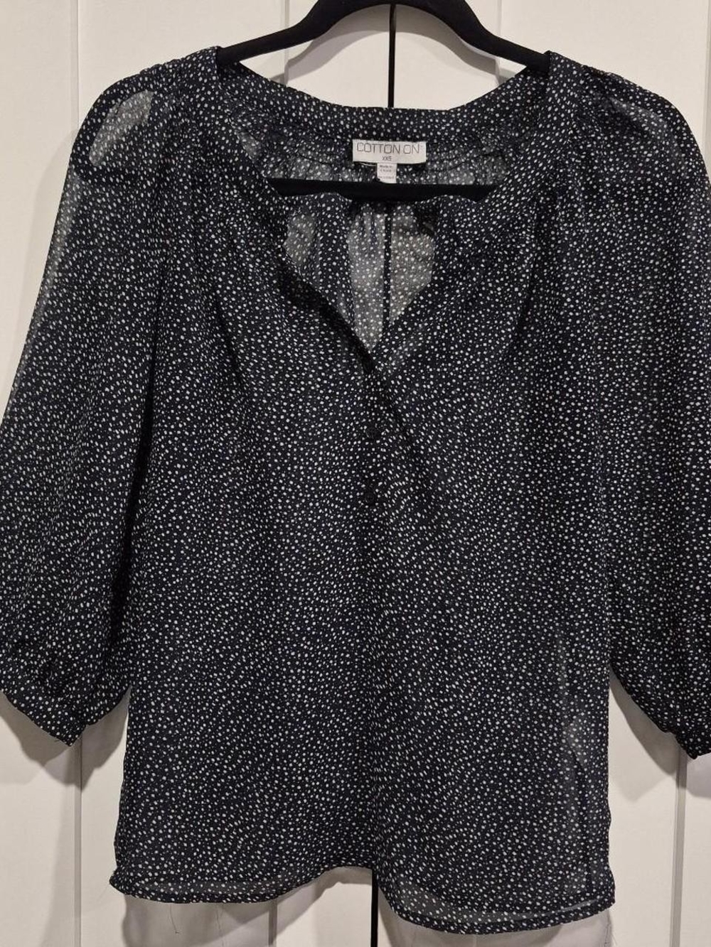 Cotton On Navy Blouse with White Dot Print BUY1 GET1 FREE